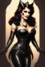 Placeholder: painting of lisa ann as evil queen in black leather, feminie, angry, stern look on her face, volouptous, busty, cleavage, emperious, mature, highly detailed, digital painting, artstation, concept art, smooth, sharp focus, illustration, art by gaston bussiere and alphonse mucha