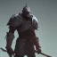 Placeholder: medieval knight in armor fighting monsters