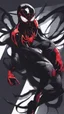 Placeholder: miles morales mix with venom symbiote in solo leveling shadow artstyle, demon lord them, intricate details, highly detailed, high details