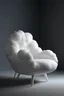 Placeholder: a soft chair that looks like a cloud with lighting below on a gray background floating in the air without legs
