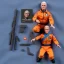 Placeholder: a large pile of face Mike Pence G.I. Joe toy Doll spaceforce uniform, orange blue fabric, pistol, wall packaging for sale, bright pricetag, finger, empty box