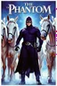 Placeholder: Movie Poster - ((("THE PHANTOM"))), extremely thick, muscular, 6'6'' 18-year-old Billy Zane with extremely exaggerated muscles as the Phantom, long-sleeved, textured, padded purple cotton bodysuit with skintight, formfitting textured purple cotton cowl with ((black eye mask)) and widow peak, black gloves and wrist gauntlets, black boots, double holstered utility belt, skull-shaped belt buckle, glowing, white eyes, standing next to his white horses, captured in a breath-taking explosion of color,