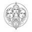 Placeholder: Create a realistis sketch tatto of The three Fates, white background