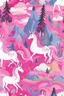 Placeholder: A pink magical kingdom filled with unicorns designed in Navajo yarn