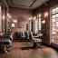 Placeholder: inside modern barber shop in osmanic style,türkis, 8k, extremly detailed,luxus, wohlhabend, cinema4d, 3d render, creative, complex, shining, much light,