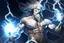 Placeholder: Detailed and realistic illustration of Greek god Zeus holding holding lightning.