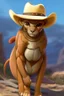 Placeholder: Portrait of a cute camelion with a cowboy hat. Anime