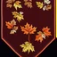 Placeholder: autumn colored cloth banner embroidered with ornamental leaves and filigree, increased thread texture and definition