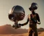 Placeholder: Alien, gas mask, holding, atmospheric pressure, hands, metal, desert, vest, squishy