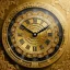 Placeholder: large crystal ornate square and round clock with a transparent body, wooden and black and gold, transparent, rococo, Artstation, intricate and meticulously detailed 8 k, ornate and jewels, bokeh background