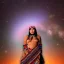 Placeholder: subtle indigenous woman in a galactic ambiance