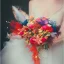 Placeholder: delicate bouquet of lace pearls and feathers, chiaroscuro, vivid colors, festive colors, dramatic lighting, beautiful composition, aesthetic layout