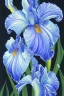 Placeholder: a painting of a blue iris by artist "Hiroshi Kobayashi"