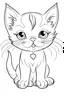 Placeholder: outline art for cute baby cat coloring page for kids, white background, sketch style, full body, only use outline, cartoon style, clean line art, no shadows, clear and well outlined