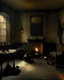 Placeholder: A dark witch's room with a shadow cauldron painted by George Inness