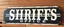 Placeholder: fill composition with large and wide historical hand painted old western sign that reads: "SHRIFFS OFFICE" white on black with inset white stripe boarder aged paint on wood sanserif