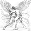 Placeholder: pencil sketch:: single line:: fantasy art, Jacob wrestling with angel.