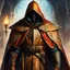 Placeholder: Closeup of an old, cloak that has been used by assassins. Leightweight. On armor stand No detailed background.Magical. Epic. Dramatic, highly detailed, digital painting, masterpiece