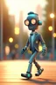 Placeholder: 60s cute chat robot with suit and tie and rollerskates,in skating park, its such a perfect day, motion blur, smoke, 8k, downlight, soft light, depth of field, photorealism, trending on art station, some detail