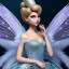 Placeholder: Tinker Bell fairy,detailed eyes, disturbed expression.intricate detaile,thnically accurate face, intricate head dress,intricate blu fairy dress, detailed hair, detailed feathers,fairy wings use dynamic palette, accurate proportions, high contrast black smokey bokeh background. andrei bonelli style.