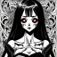 Placeholder: gothic girl, Junji Ito style,