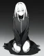 Placeholder: emotionless, numb, black and white, anime girl sitting with black background