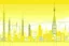 Placeholder: A light yellow city with electrical towers in Minimalism art style