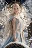 Placeholder: Elven princess,elven crown,long white blonde golden hair,rapunzel hair,ice flowers,beautiful,light blue,dark blue,golden armor,sparkle,glitter,ice crystals,snow,elven ears,dark fairy princess,ice princess,beautiful eyes with long lashes,ice tiara,snowing