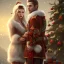 Placeholder: two elves. woman and man. Christmas scene. photorealistic. low-key