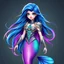 Placeholder: Create an enchanting mermaid inspired by a betta fish. She has flowing, vibrant hair that transitions from deep blue at the roots to pink and purple at the tips, reminiscent of betta fish fins. Her eyes glow with shades of teal and lavender, filled with curiosity and wisdom. Her upper body is adorned in sleek, oceanic armor with iridescent scales shimmering in shades of turquoise and emerald. Her tail is long and graceful, resembling the elegant fins of a betta fish. The tail starts with deep c