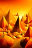 Placeholder: An orange colored savanna with pyramids in Cubism art style