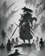 Placeholder: A powerful scene of a lone warrior standing defiantly against an army of shadowy figures, in the style of ink wash painting, bold brushstrokes, contrasting light and shadow, and a sense of movement, 28K resolution, inspired by the works of Hokusai and Qi Baishi, symbolizing the strength and resilience of the human spirit.