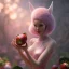 Placeholder: pixar style, volumetric pink sky environment and background, volumetric lighting, dramatic lighting, realistic painting of an strawberry and a beautiful woman holding a jar, looking excited, detailed digital painting, extreme dense and fine fur, anime, ornate, colour-washed colors, elegant, small minutiae, tiny features, particulars, centered, smooth, sharp focus, renderman gofur render, 8k, uhd, detailed eyes, realistic shaded volumetric lighting, caustics, backlight, centered camera view