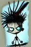 Placeholder: 2d drawing of a stickman, cool with punk hair, x eyes like in hangman, flying, 3d realistic in colour