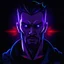 Placeholder: A stylized gaming profile picture conveying masculine strength, calm, and authority. An abstract yet recognizable face or upper-body figure glows brightly with neon violet, blue, and red light. Bold violet accents, deep blue shadows, and vivid red flashes stand out against a dark backdrop. Majestic and intense, radiating peace and controlled power. High contrast, glowing highlights, digital art style, realistic proportions, no comic/cartoon style.