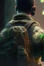 Placeholder: photorealistic back of a soldier, hyperdetailed painting, luminism, Bar lighting, complex, od green miltary, 4k resolution concept art, Artgerm, WLOP, Alphonse Mucha, 3d render, octane render, intricately detailed, cinematic, awesome full color, hand drawn, dark, gritty, cinematic, buckeye burl