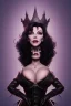 Placeholder: Joan Collins as evil queen in black leather, leather, busty, cleavage, angry, stern look. character design by cory loftis, fenghua zhong, ryohei hase, ismail inceoglu and ruan jia. unreal engine 5, artistic lighting, highly detailed, photorealistic, fantasy