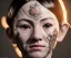 Placeholder: Simetric Realistic image portrait. Sweet face traditional japanese porcelain mask. 4k resolution, intricate details, ornate details, soft lighting, unreal engine 5.