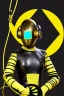 Placeholder: Geometric 3D tiling, music band on the background. Bronze color, Yellow, Black Cyan photograph Cyber-punk, full-mask, AKG-style big headphones, golden rings & disc, fencing mask. Selfie archer. Asa Akira, lightly armored, electronic circuits. Thick tights, thick calves, bend fell, wide hip, flat belly. Ancient artifact attached. Perfect body. Daft Punk, Tron Movie. Matrix movie clothes, Silver leather area, tippet, latex. Wicked sneakers. 1990's, old telephone microphone. Surreal. Haute Couture