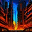 Placeholder: cyberpunk retro futuristic capital for comics orange
