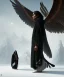 Placeholder: native american shaman, wise man, long black hair, black hooded coat like wings, 8k resolution concept art portrait by Greg Rutkowski