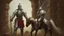 Placeholder: knight in full armour in medieval castle