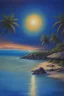 Placeholder: The beach of the island of Leela its waters are full of blue stars illuminated by blue light Oil painting