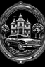 Placeholder: mandala : old car black and white home district background