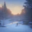 Placeholder: landscape winter with a snowman golden hour