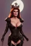 Placeholder: Raquel Welch as evil queen in black leather, leather, busty, cleavage, angry, stern look. character design by cory loftis, fenghua zhong, ryohei hase, ismail inceoglu and ruan jia. unreal engine 5, artistic lighting, highly detailed, photorealistic, fantasy