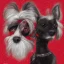 Placeholder: tim burton style dog portrait Christmas