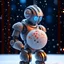 Placeholder: inbred media robot with fur holding a sphere with snow inside, motion blur, 8k, downlight, soft light, depth of field, photorealism, trending on art station, lotsa detail