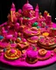 Placeholder: A magenta sweet utopia made out of cookies and cakes painted by Alan Sorrell