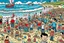 Placeholder: where's Wally but with elon musk big image beach